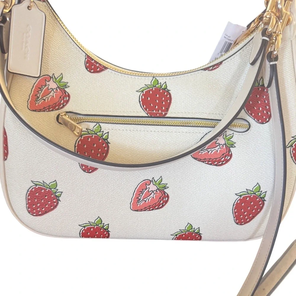 Coach Teri Strawberry Hobo Crossbody Adjustable Strap Gold Tone Hardware NWT